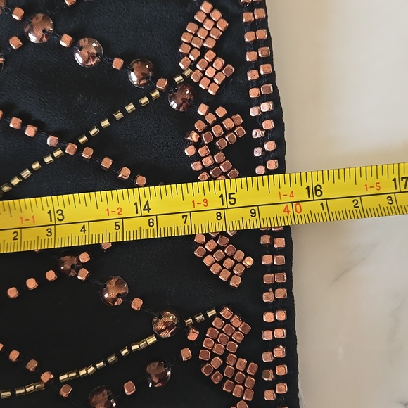 ASOS Black Gold Beaded Cape Top & Mini Skirt Set Embellished NWT Size 8 Boho - Picture 13 of 13